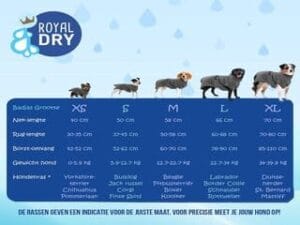Maattabel Royal Dry hondenbadjas