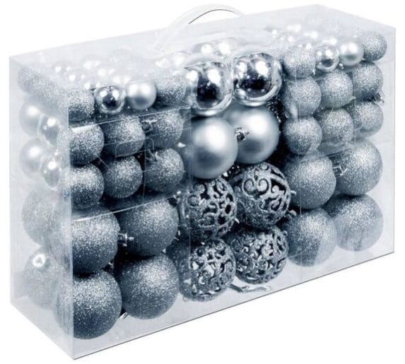 Kunststof kerstballen zilver