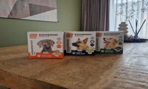 De smaken schapenvet die ik aan mijn hond Teddy geef